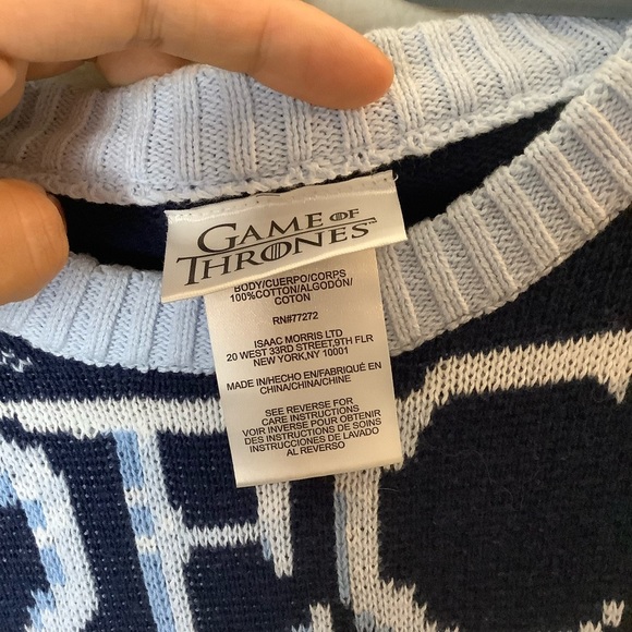 Game of Thrones Ugly Christmas Sweater Womens M Blue Crewneck Deck The Wall - Picture 6 of 6
